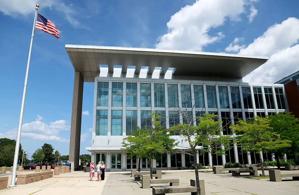 The Plymouth Superior Court where the trial is taking place (Jonathan Wiggs/The Boston Globe via Getty Images)
