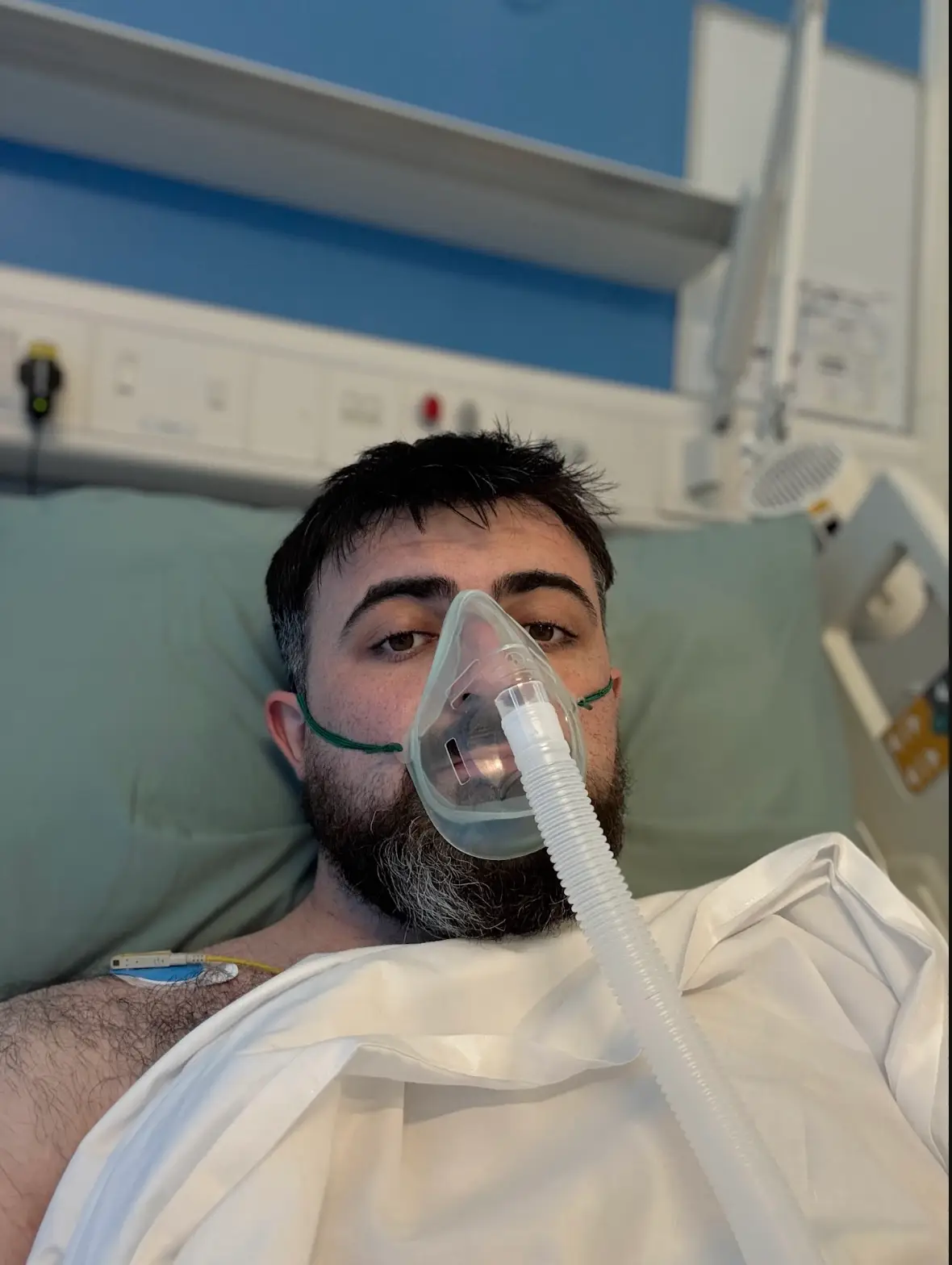 Aidan was hospitalised for a month before he could start his chemotherapy (Supplied)