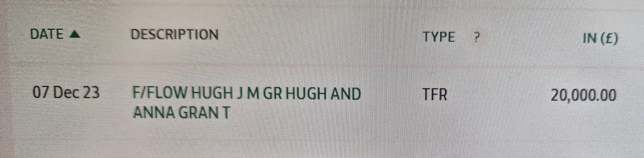 He shared a screenshot of the donation online.