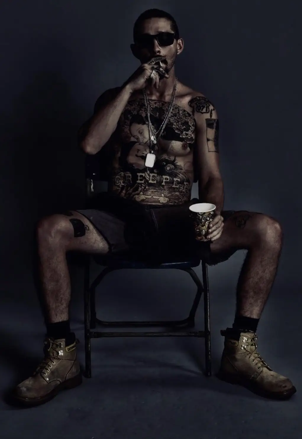 Shia LaBeouf starred as Creeper in The Tax Collector (RLJE Films)