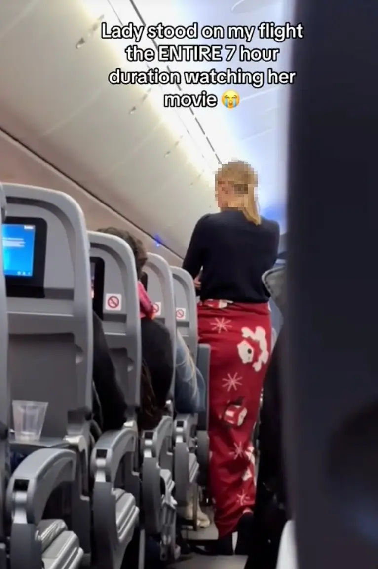 Maybe she just wanted to give everyone a chance to see her cool Christmassy blanket? (TikTok/@‌envisionaries)