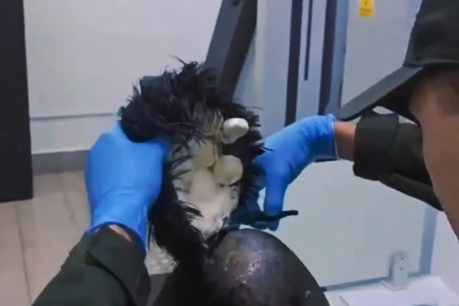 He appeared to have drugs hidden under his wig (Police Of Cartagena)