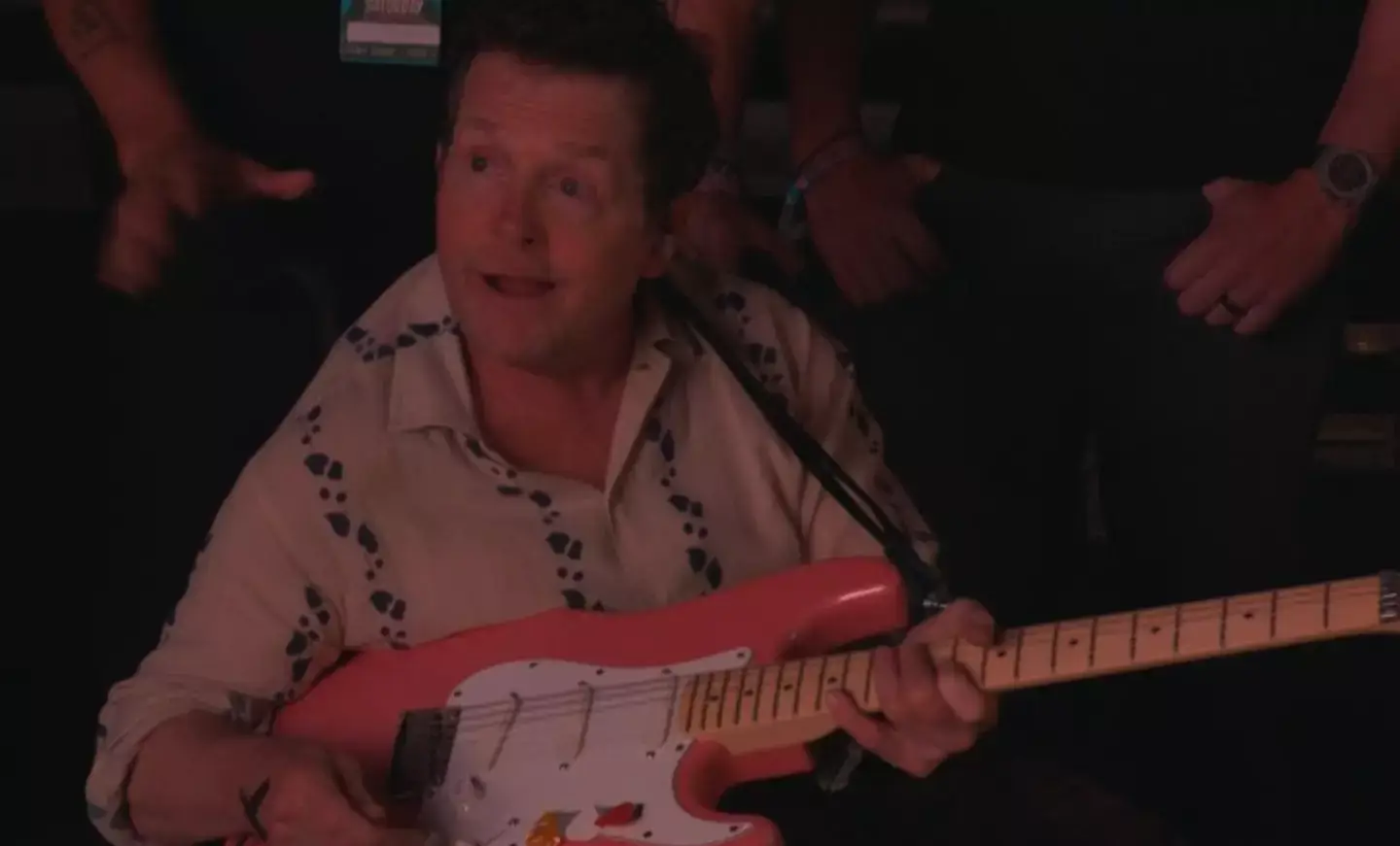 Michael J. Fox joined Coldplay for their Glastonbury set. (BBC)