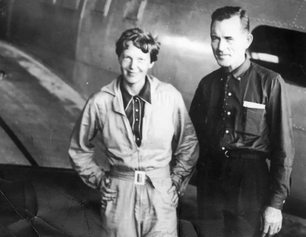 Earhart and Noonan both went missing on the expedition (Topical Press Agency/Getty Images)