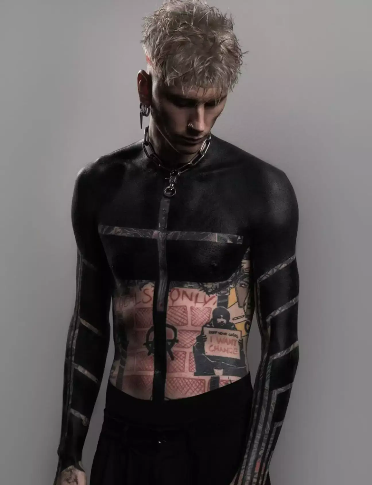 The rapper's blackout inking has stunned a lot of people.