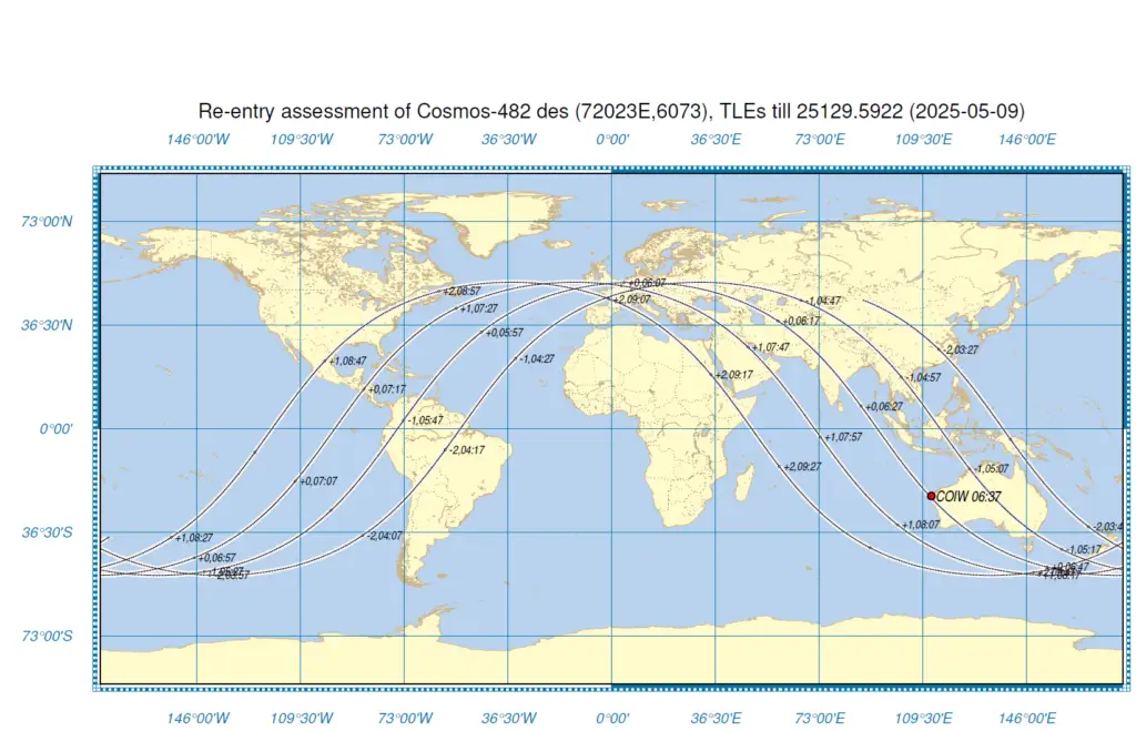 The places it could land were varied, but experts say it was the Indian Ocean (ESA)