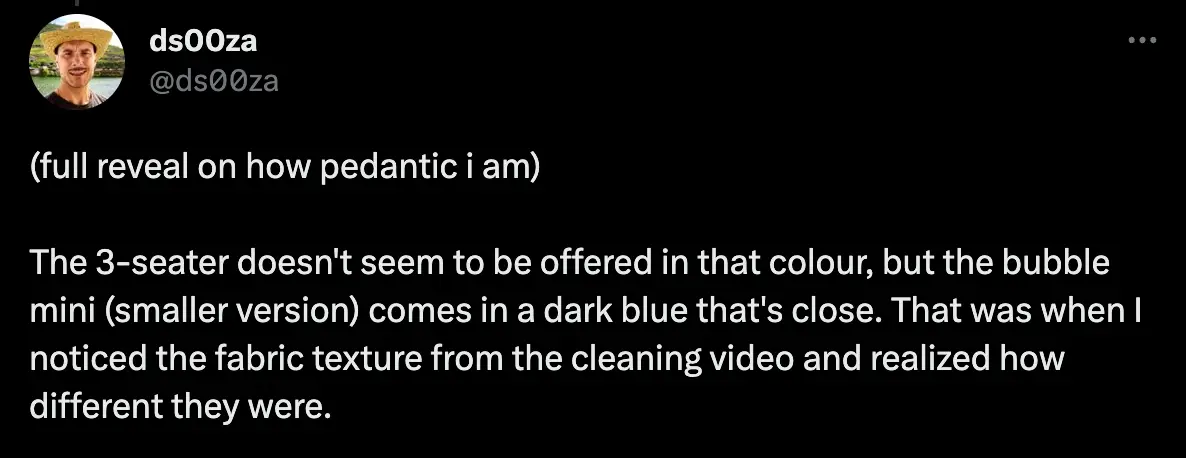 Here's one tweet presenting 'evidence' that the blue couch isn't expensive.