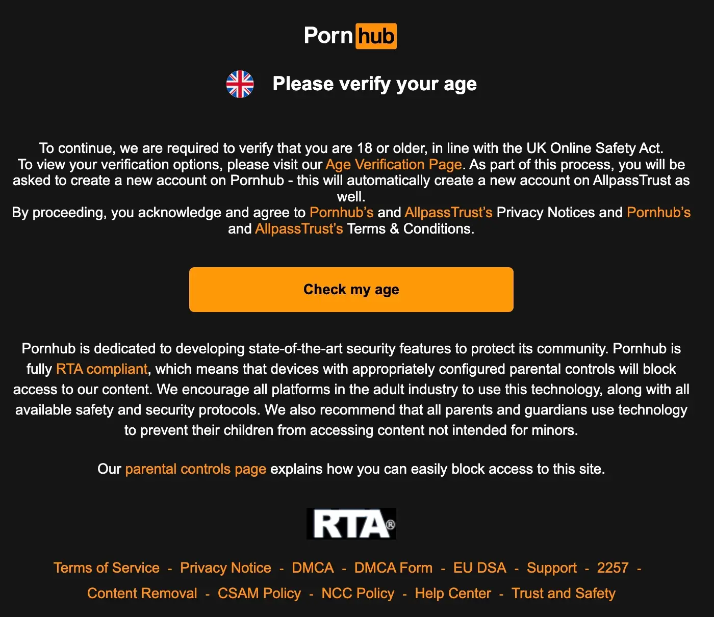 The new checks have been introduced to verify the age of each user (Pornhub)