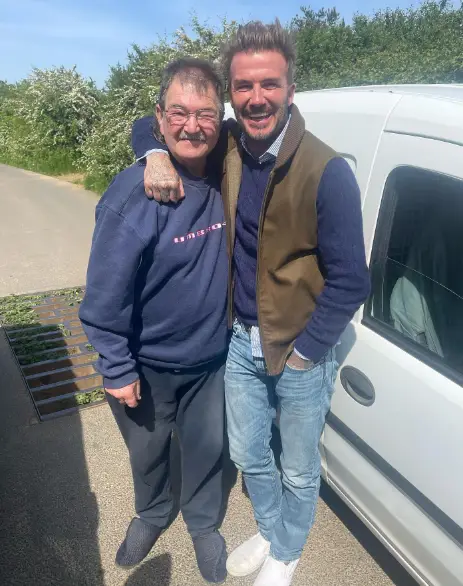 Gerald with a very famous visitor to Diddly Squat Farm (Instagram/jeremyclarkson1)