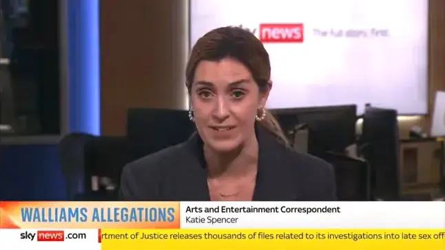 Sky News' arts and entertainment correspondent Katie Spencer was reporting on David Walliams when she swore on air (Sky News)