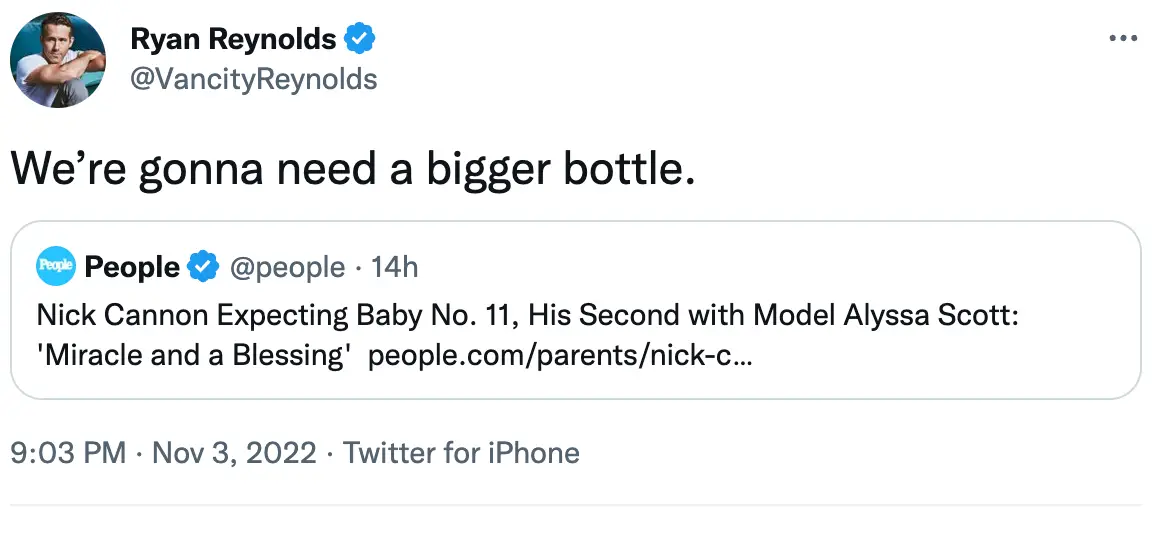 Ryan Reynolds trolled Cannon as his 11th child was announced.