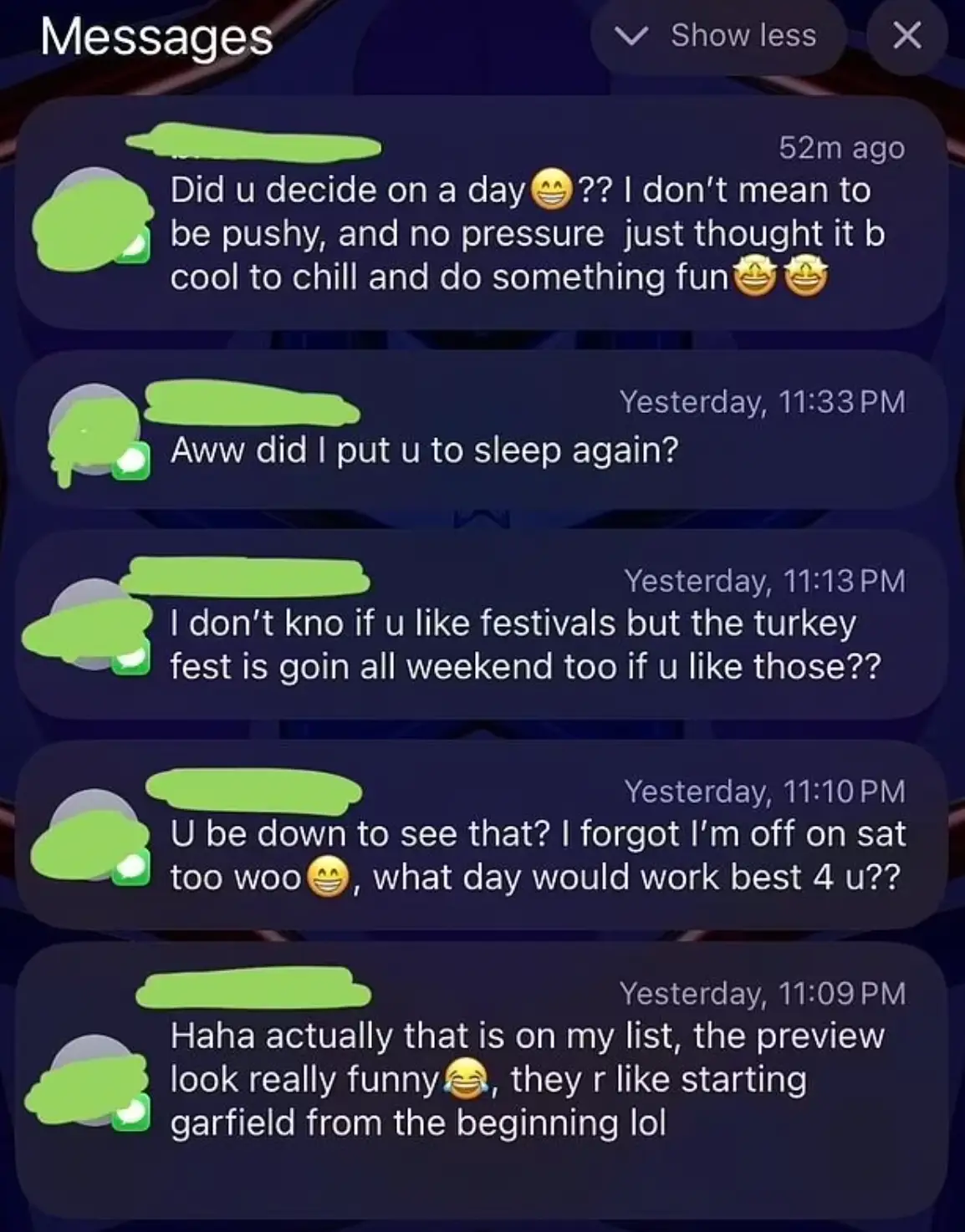 People were divided by the situation, with some saying the young woman shouldn't have been entertaining him by replying. (Reddit)