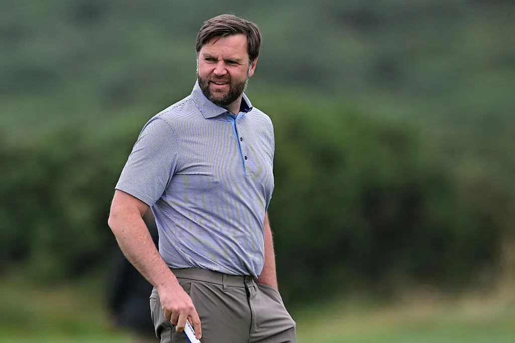 JD Vance pictured at a Trump Turnberry Golf course in Scotland this week (AFP via Getty Images)