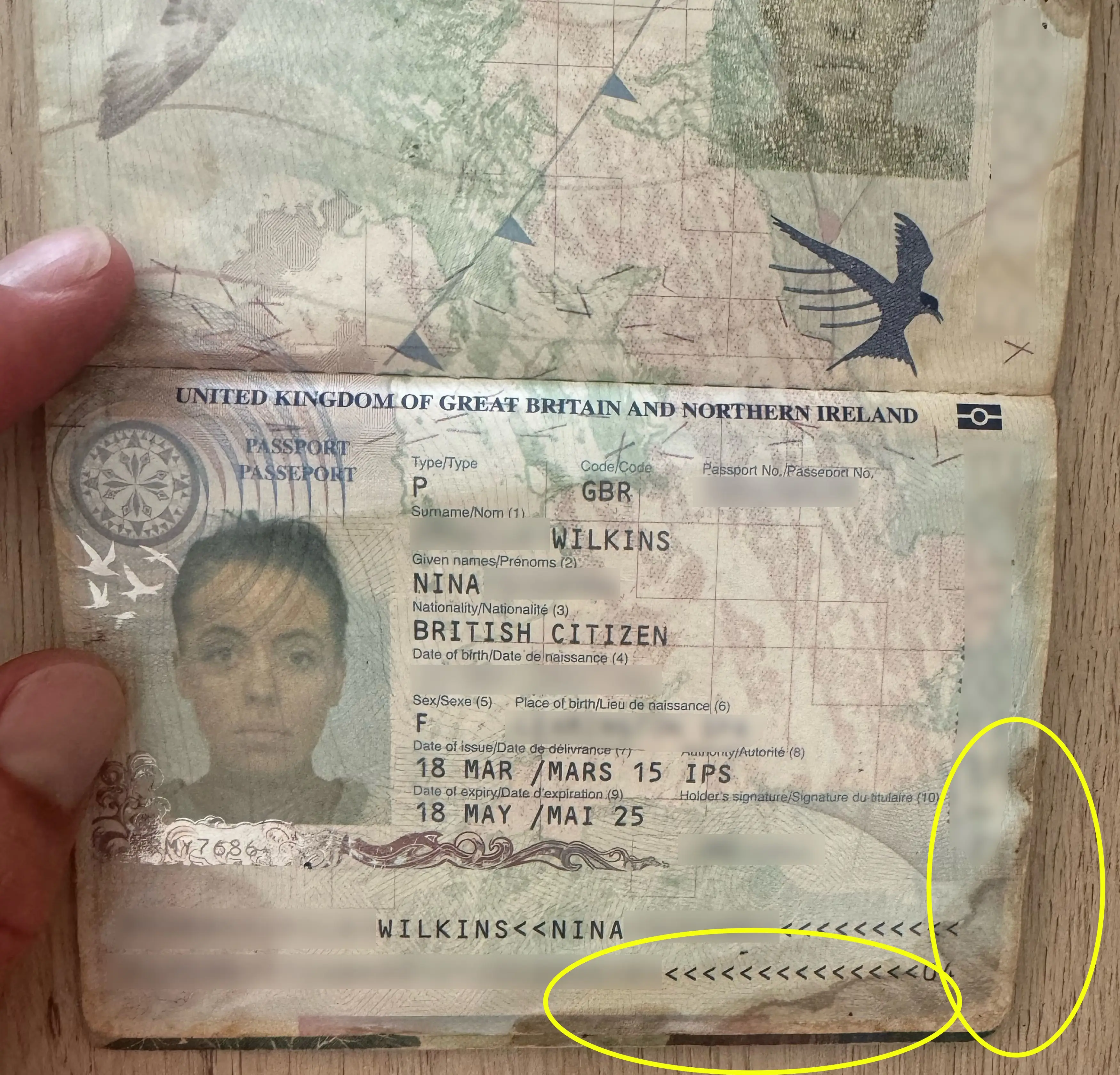 Nina's passport was stained. (Kennedy News and Media)