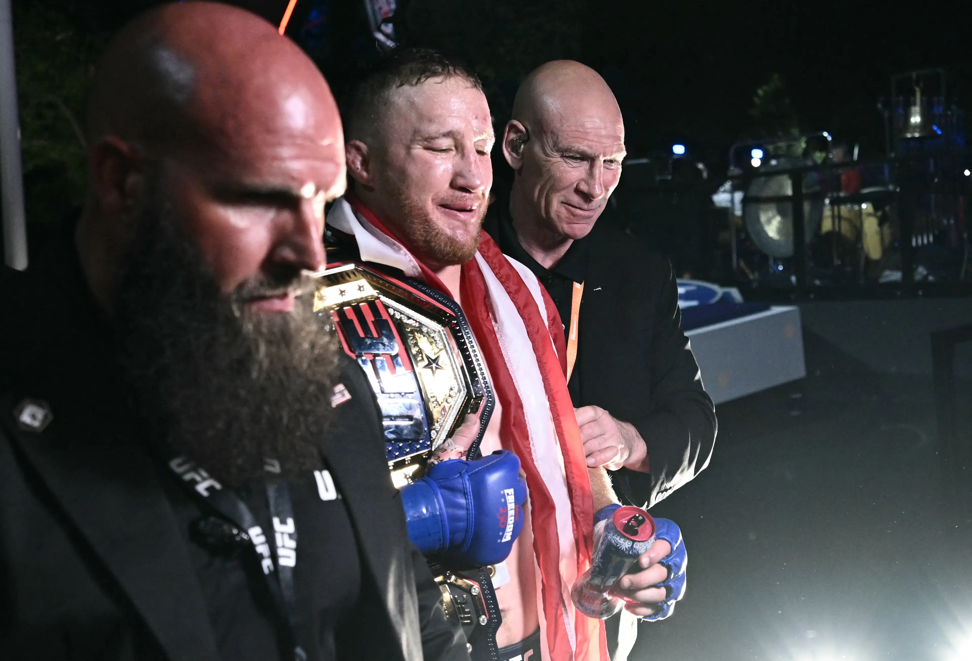 Justin Gaethje pulled off a massive upset at the event (rendan SMIALOWSKI / AFP via Getty Images)