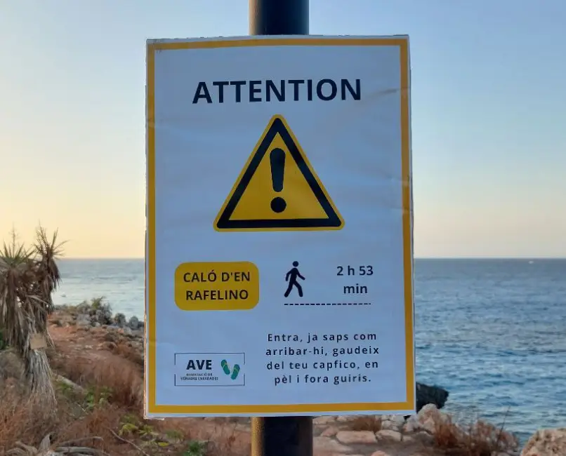 One sign claims the nearest beach is nearly three hours away.