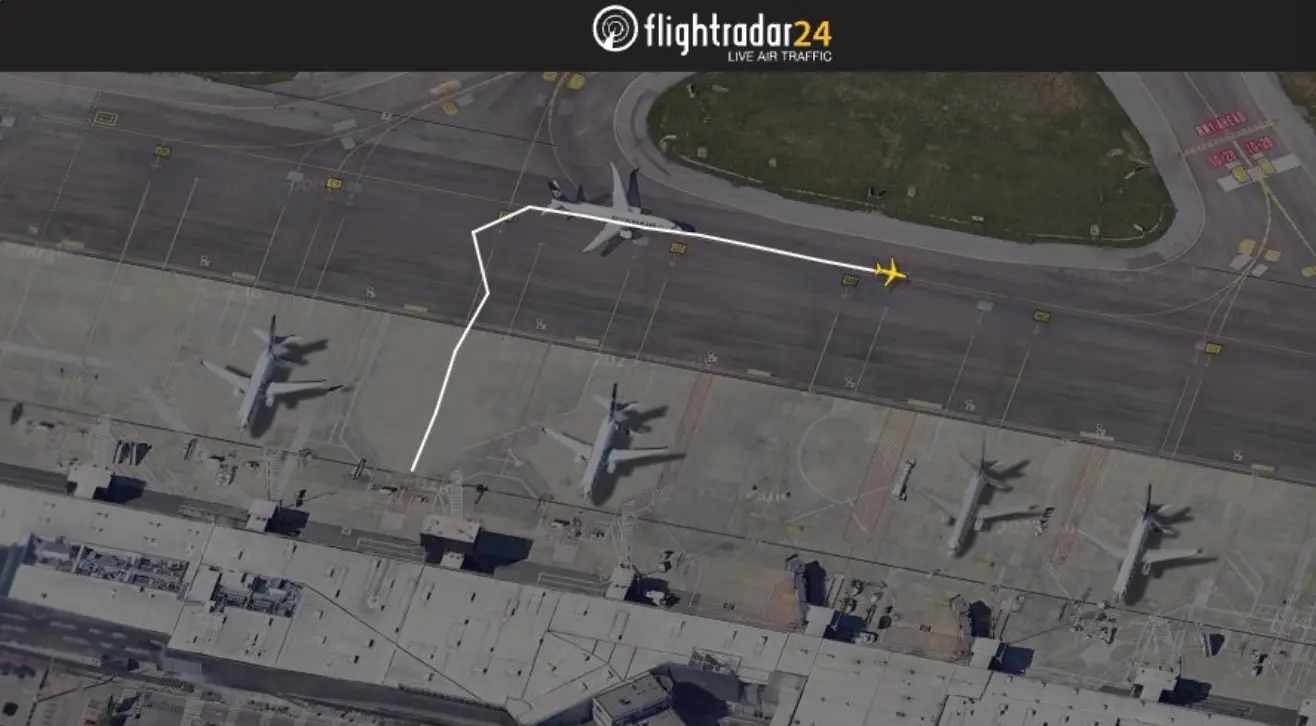 It reportedly happened as the plane was being prepared for takeoff. (Flightradar24)