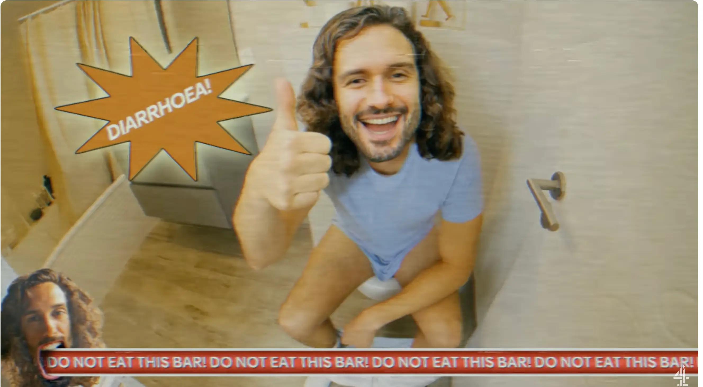 The comical trailer for the Channel 4 show doesn't shy away from the fact that the ingredients in the 'Killer' bar can be linked to strokes, cancer, diarrhoea and even death (Channel 4)
