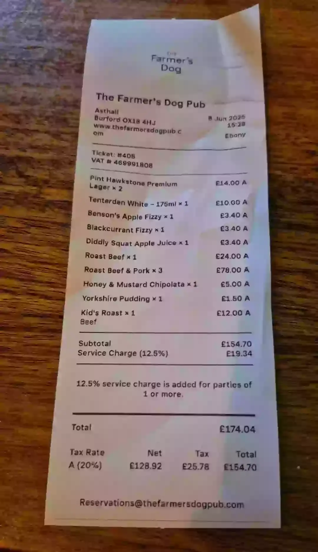 The viral Clarkson's Farm receipt (Facebook)