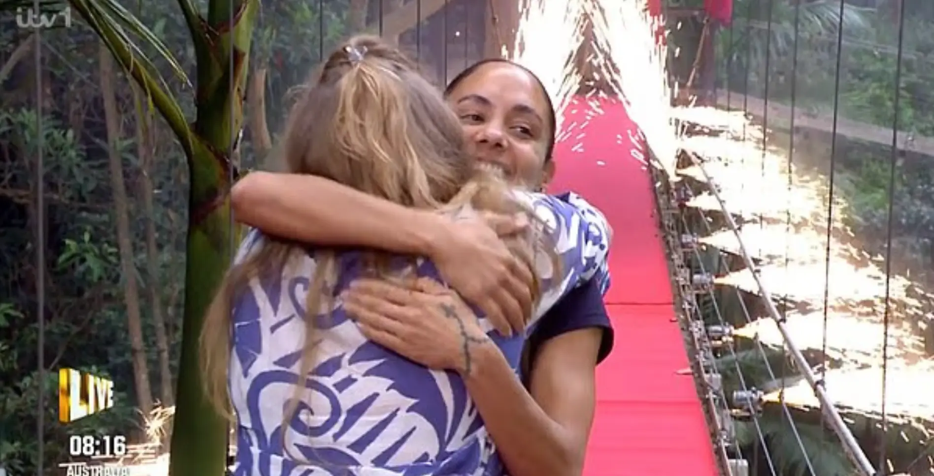 Alex Scott was greeted by friend Regan Coleman (ITV)