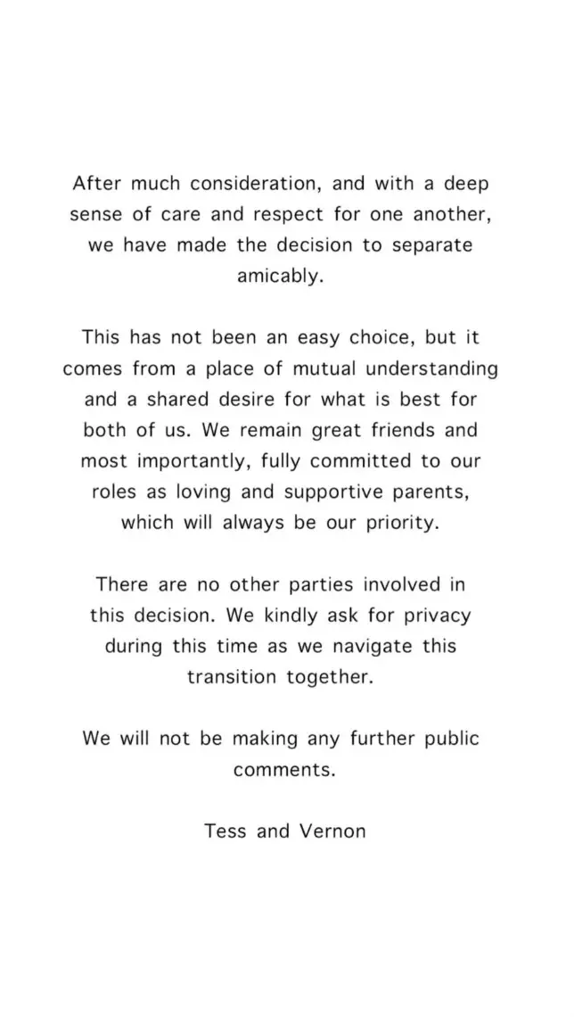 They shared a joint statement online (Instagram)