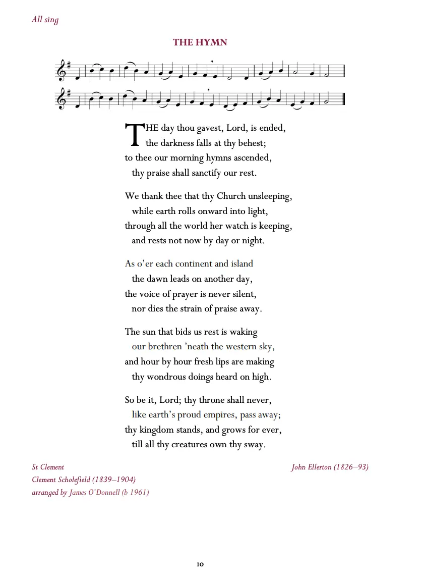 The first hymn sung during the ceremony.