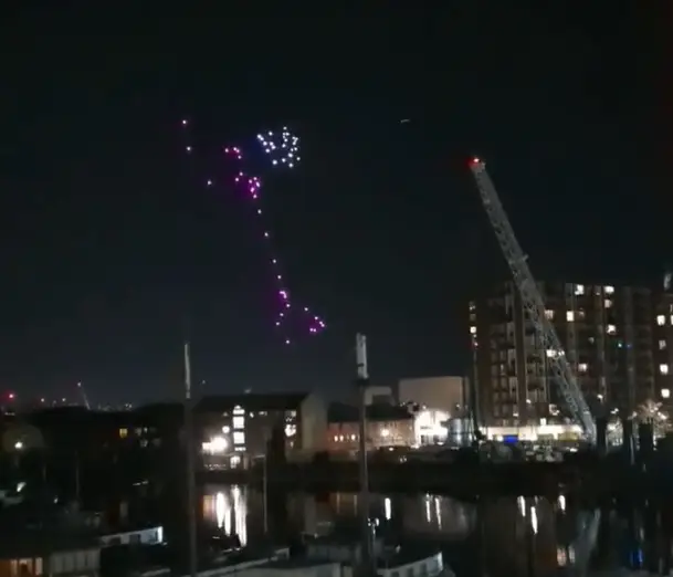 The drones formed other shapes beyond the QR code, including the Beazley company logo.