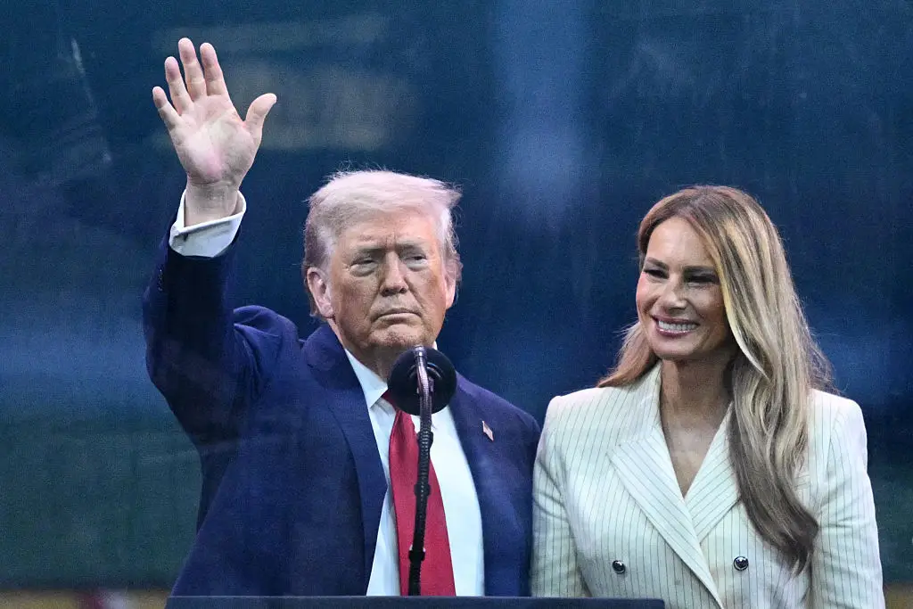 The event was a rare moment which the First Lady wasn't hiding behind her trusty sunglasses (MANDEL NGAN/AFP via Getty Images)