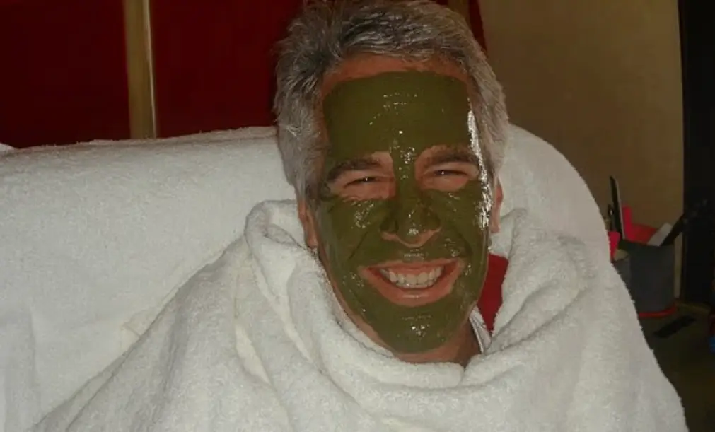 Epstein is seen sporting a green face mask in one of the images (Department of Justice)