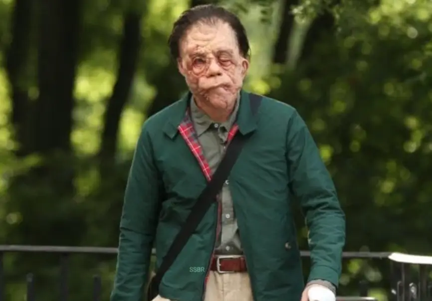 Sebastian Stan wore the prosthetics out in public (A24)