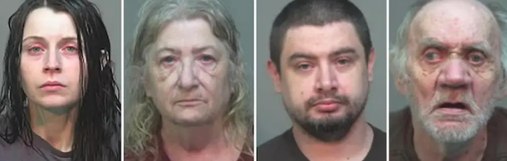 Elizabeth, 33, Christina, 57, Gary Jr, 36, and Gary Sr, 73, were arrested on 30 June (Southeastern Ohio Regional Jail)