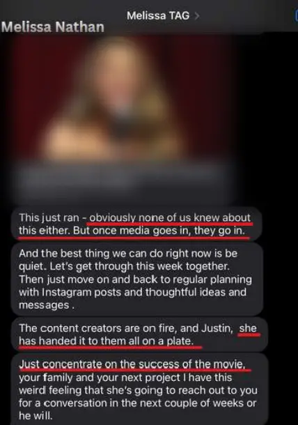 A text from Melissa Nathan included in the lawsuit