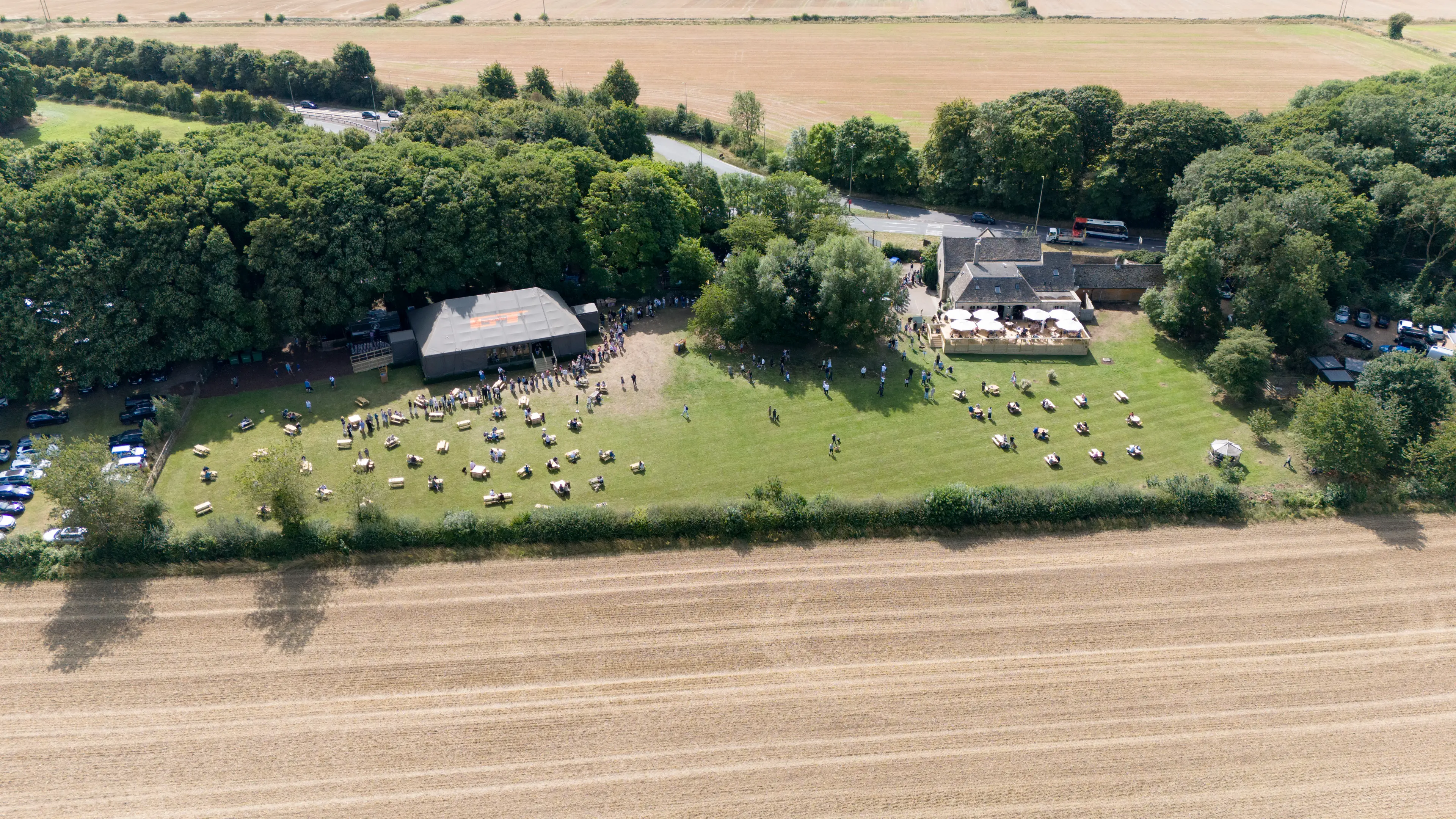 An aerial shot of Clarkson's pub (Ben Birchall/PA Wire)