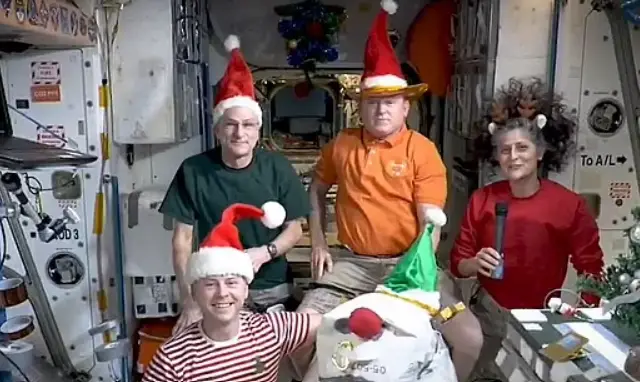 People wondered how they managed to get Christmas hats and decorations (NASA)