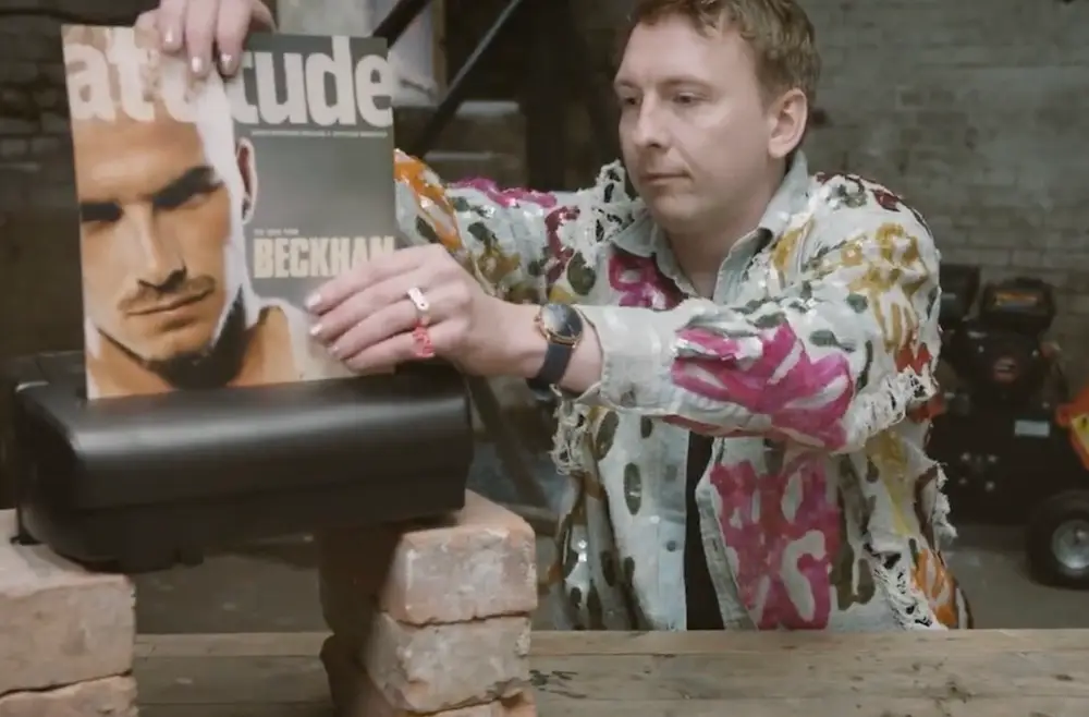 The comedian shredded the Attitude Magazine featuring David Beckham on the cover.