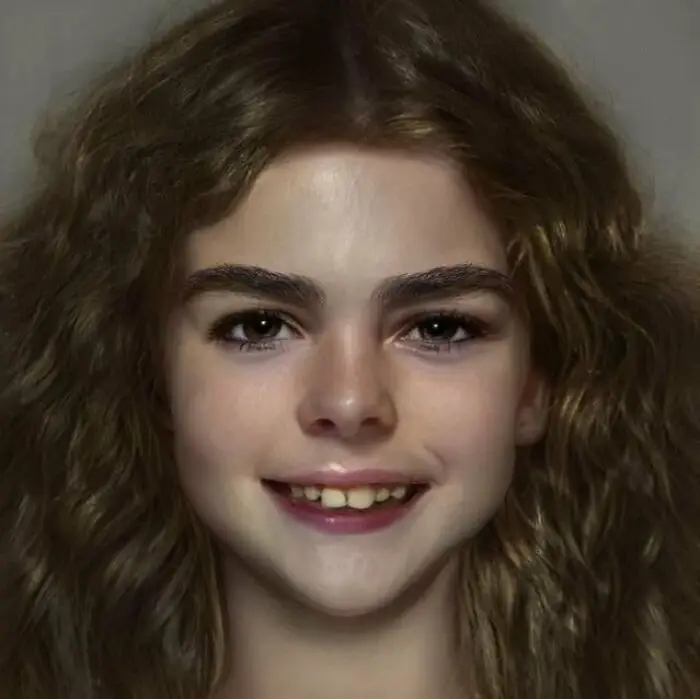 Hermoine is having a bad hair day in the AI image.