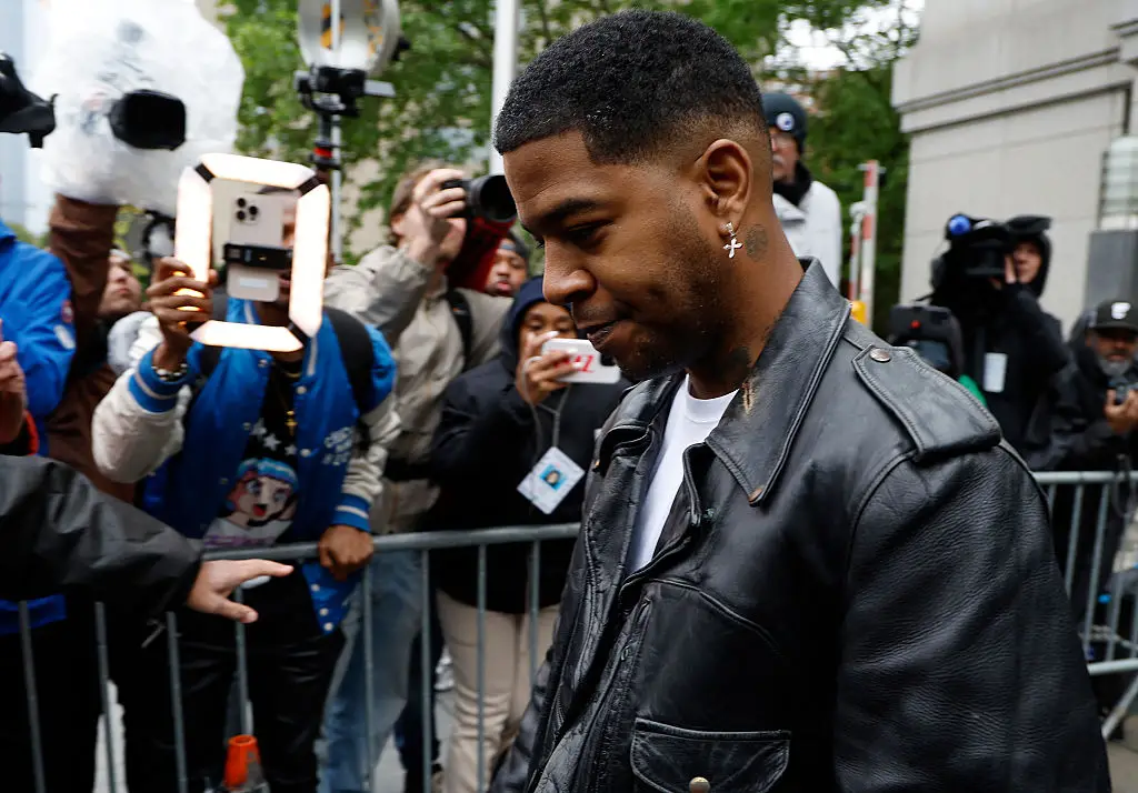 Kid Cudi - real name Scott Mescudi - outside the New York court (John Lamparski/Getty Images)