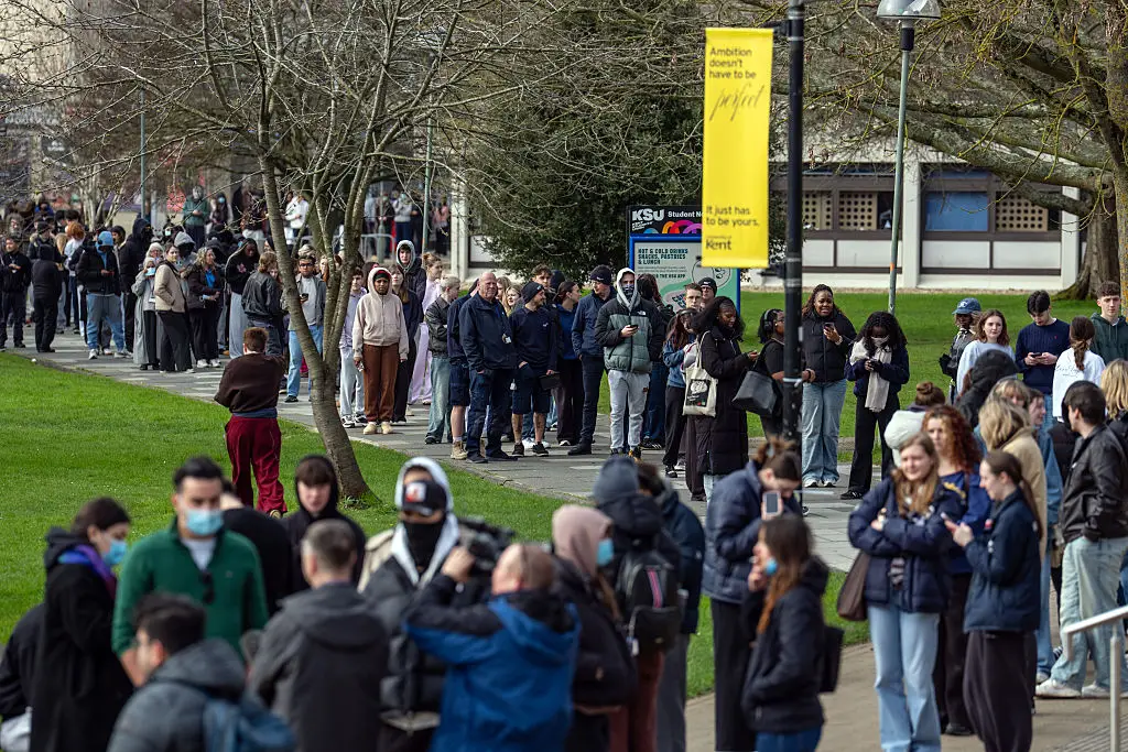 Students have been queuing for antibiotics in recent days (Carl Court/Getty Images)