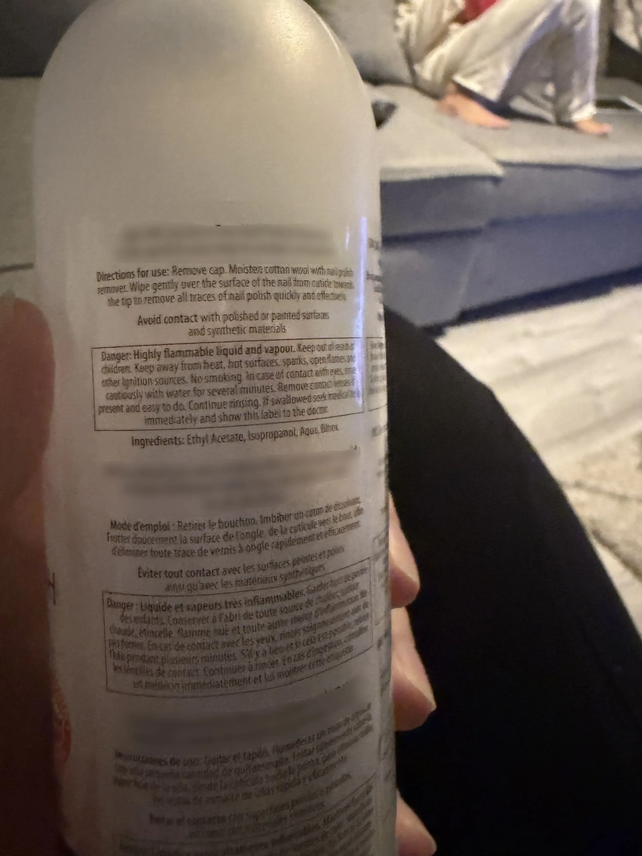 While the nail polish remover was acetone-free, it did contain the eye irritants ethyl acetate, isopropanol and bitrex (Kennedy News and Media)