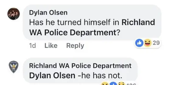 Ackers promised to turn himself in, but failed to arrive for several days (Richland Police Department)