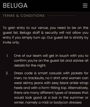 The terms and conditions.