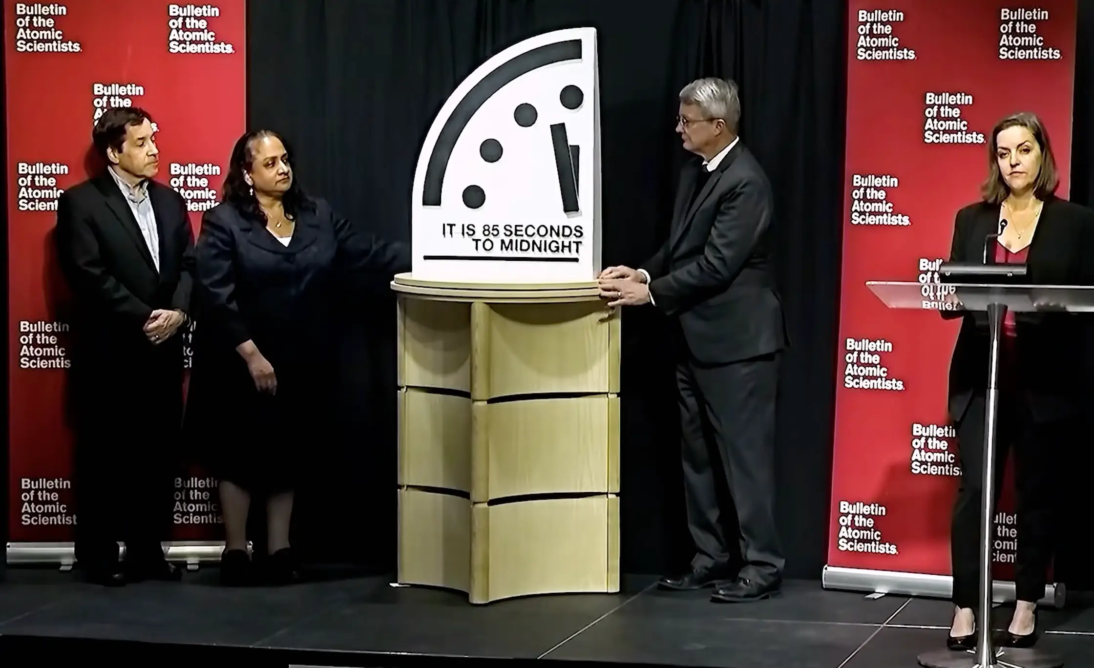 The clock has been moved four seconds down (YouTube/Bulletin of the Atomic Scientists)