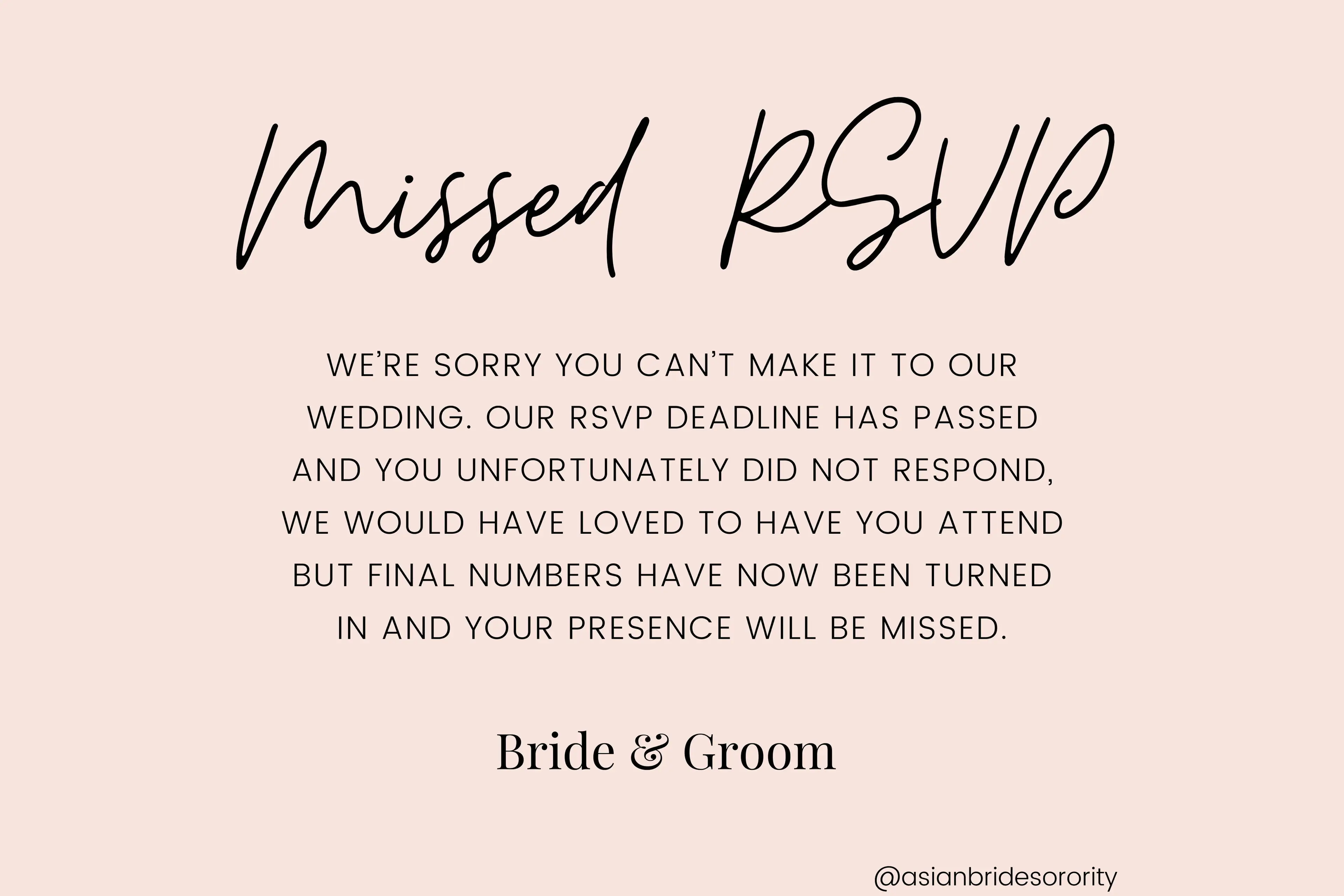 If you don't like it, maybe just RSVP on time.
