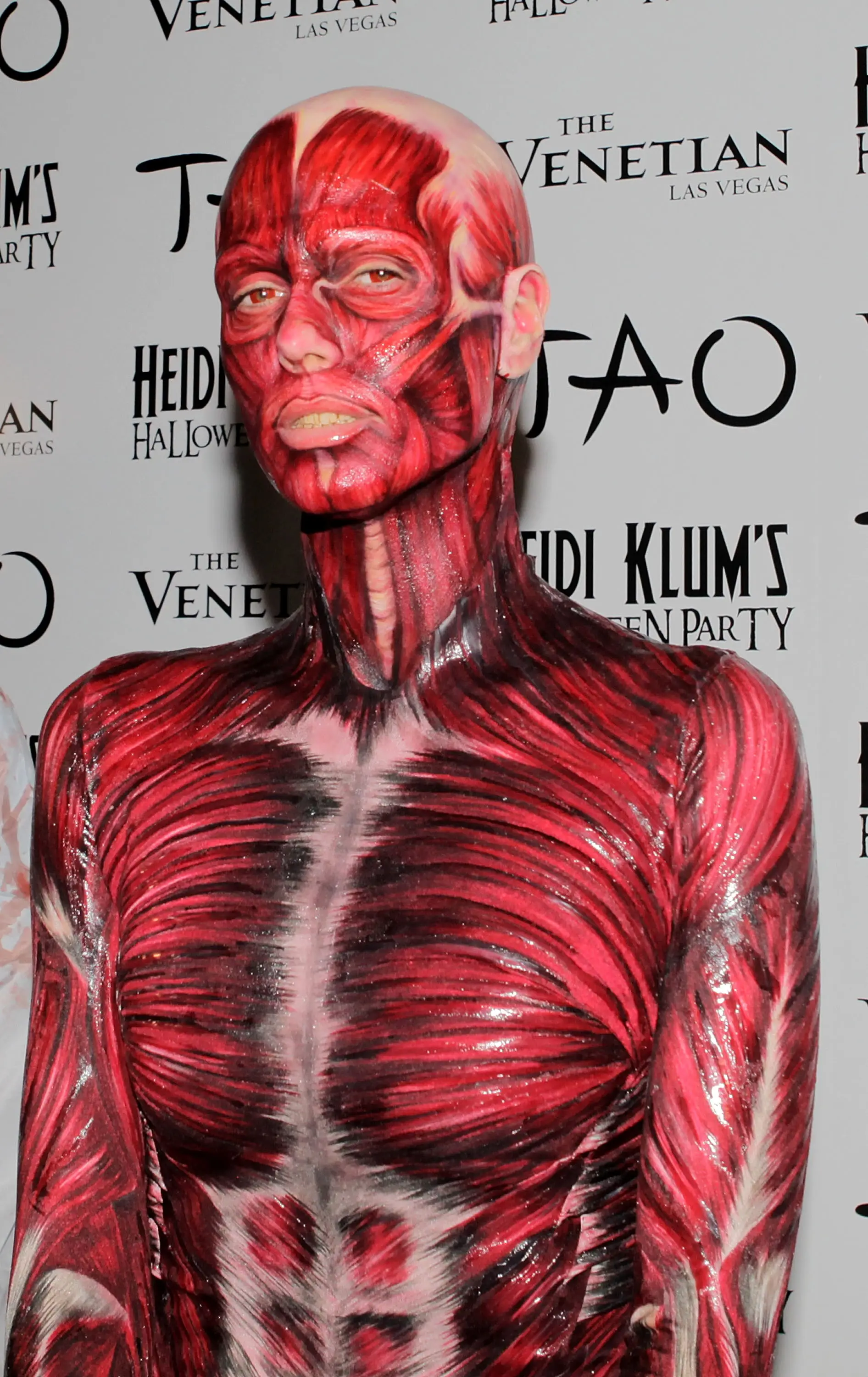 Klum was wheeled onto the red carpet on an autopsy table in 2011 (Chris Weeks/WireImage)