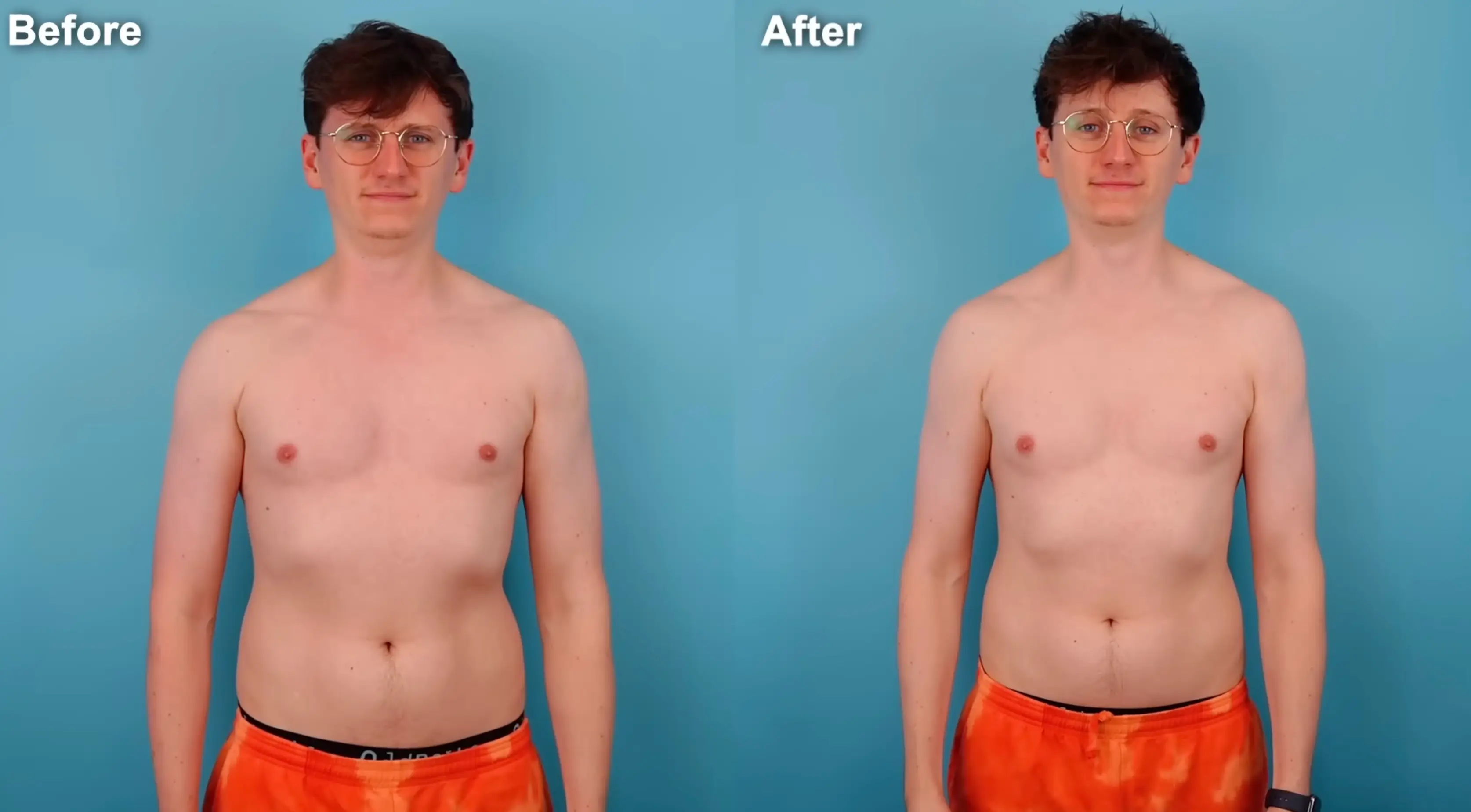 Jack noticed a difference to his physique after the challenge (YouTube/JackSucksAtLife)