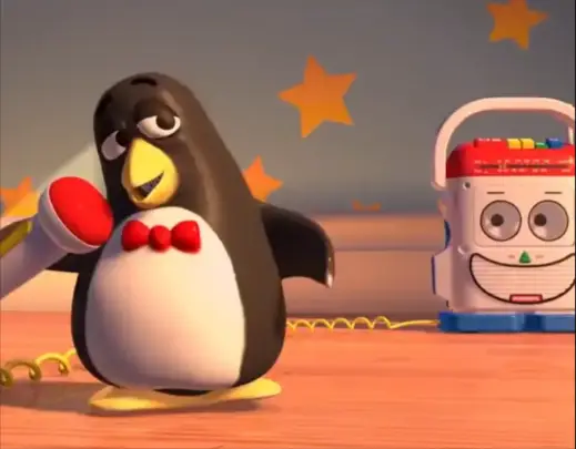 Wheezy's singing voice was used to close out Toy Story 2 (Pixar)