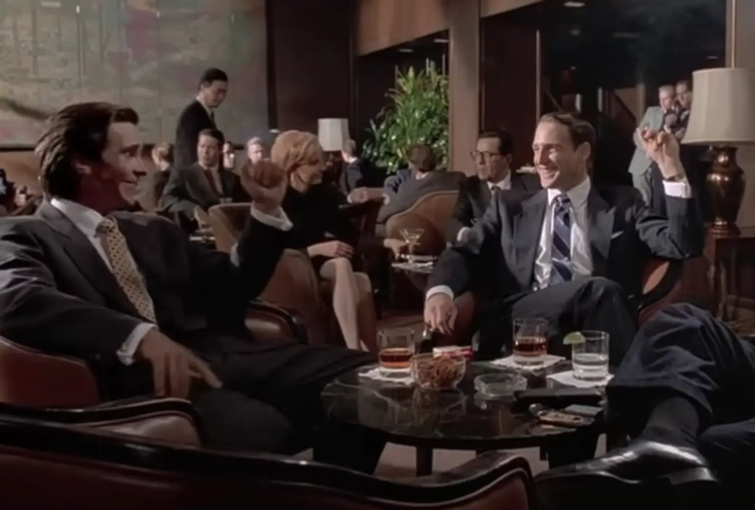 Christian Bale and Josh Lucas on the set of American Psycho. (Lionsgate Films)