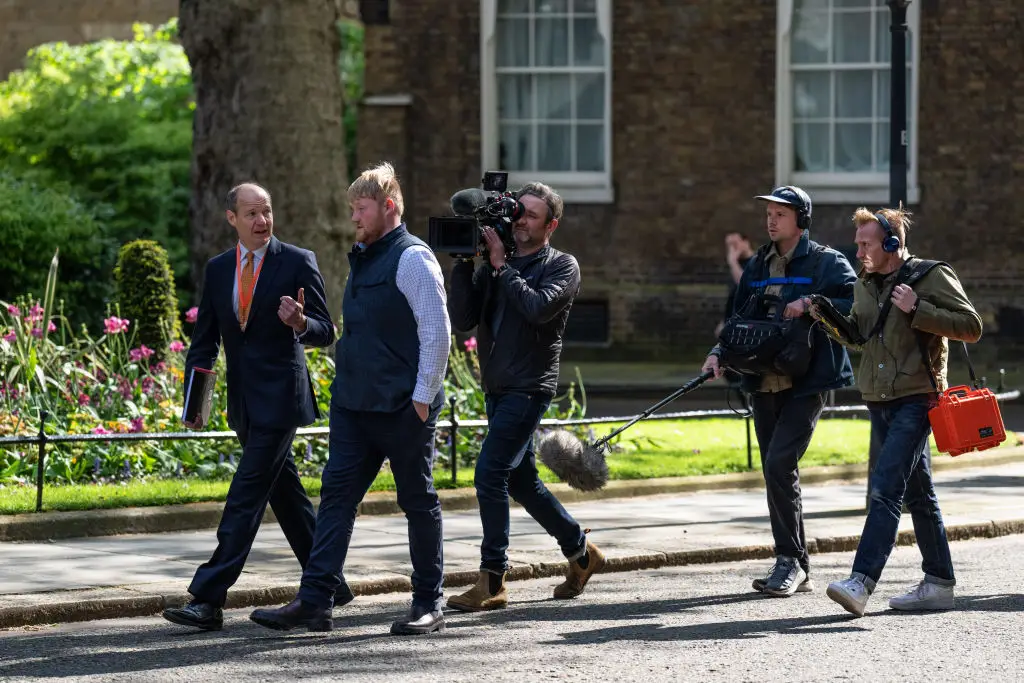 Kaleb and Charlie Ireland being filmed on their visit to Downing Street (Carl Court/Getty Images)