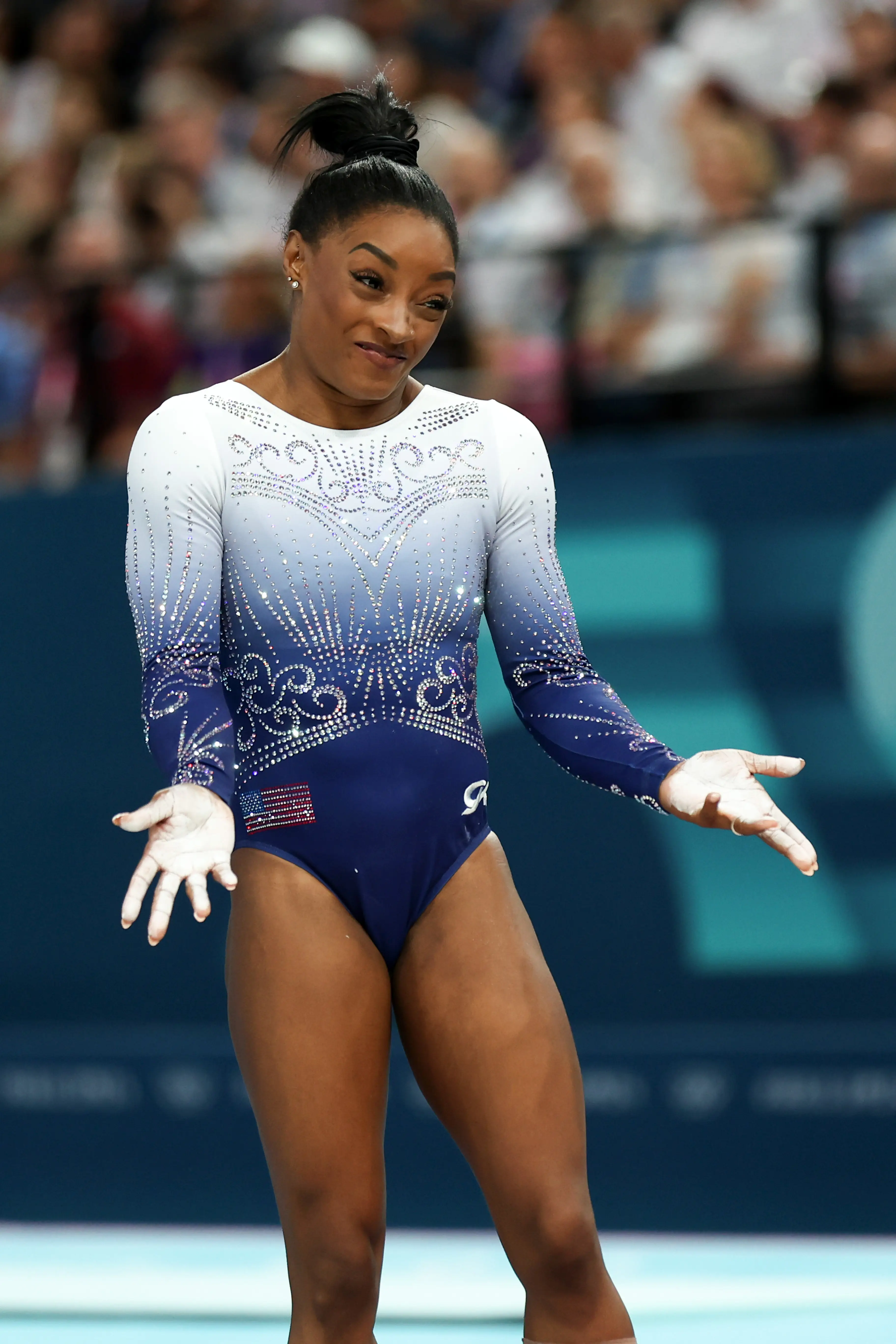 Biles fell from the beam today. (Stefan Matzke - sampics/Getty Images)