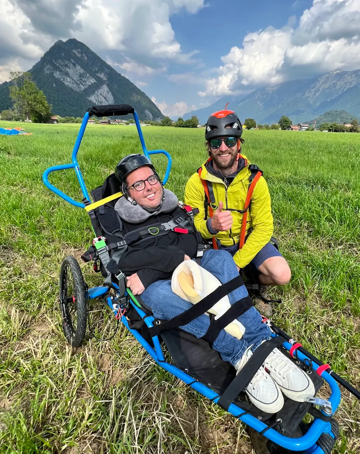 Cory went paragliding in Switzerland (Supplied)
